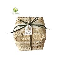 Boîte cadeau en bambou tissé, panier de présentation de bonbons, décoration de table de mariage, boîte d'emballage, logo personnalisé