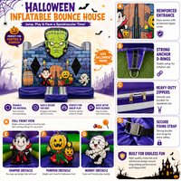 Château gonflable commercial d'Halloween avec toboggan, château hanté pour les fêtes d'enfants, les événements et la location