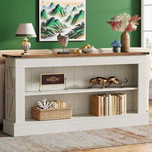 63-Inch Long Console <b>Table</b> with Shelves for Entryway Narrow Console <b>Table</b> for Foyer Hallway - Product Image 2