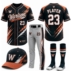 Wholesale Unisex Breathable Baseball Jersey And Pants With Socks And Caps Sublimation Adult's Softball Training Uniform Set - Product Image 2