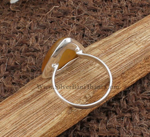 925 Sterling <b>Silver</b> Bezel Setting Yellow Jade Handmade Classic <b>Boho</b> Dainty Solitaire <b>Ring</b> Certified Jaipur Unisex Wedding Party - Product Image 4