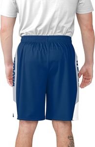 Shorts de sport bleus avec bandes latérales blanches et logo étoile, vêtements de sport durables en polyester, élastiques - Product Image 4