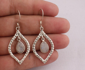 Natural Rainbow Moonstone <b>Solid</b> 925 Sterling <b>Silver</b> Handmade Vintage Luxury Drop Earrings for Wedding Anniversary Gift Party - Product Image 2