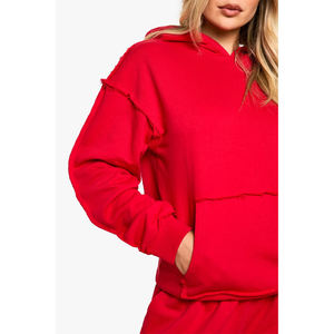 Venta al por mayor de sudaderas con capucha rosas, extragrandes, informales, lisas, 100% algodón, para mujer, sudaderas de invierno para mujer, sudaderas de punto. - Product Image 4