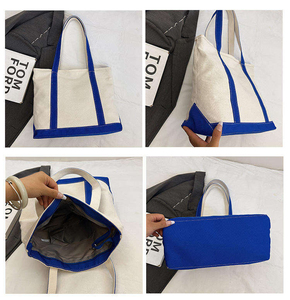 Custom Print Logo Fashion Style Eco-Friendly Reusable Women's Canvas <b>Tote</b> <b>Bag</b> with Top <b>Zipper</b> Closure - Product Image 2