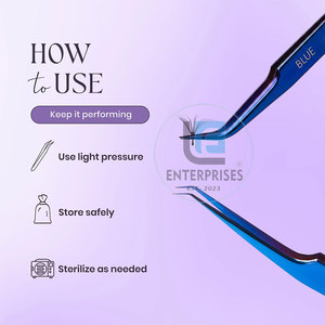 Pinces à cils réutilisables en acier inoxydable de couleur bleue, légères et durables, vente directe d'usine - Product Image 3