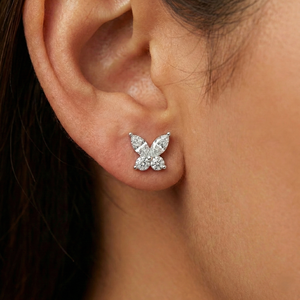 Boucles d'oreilles en diamant de laboratoire taille marquise et ronde, poids total 1,24 carat, or 10 carats, style léger et unique, fourniture de bijoux en gros B2B - Product Image 6