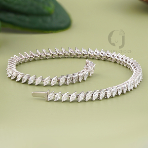 High End 14K White Gold Marquise Lab Grown Diamond <b>Bracelet</b> 3.03 Carats E Color VVS1 Clarity Prong Setting Modern Luxury - Product Image 5