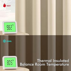 Rideaux occultants thermiques isolants crème beige de 63 pouces, 2 panneaux pour chambre et salon, couleur unie pour assombrir la pièce - Product Image 3