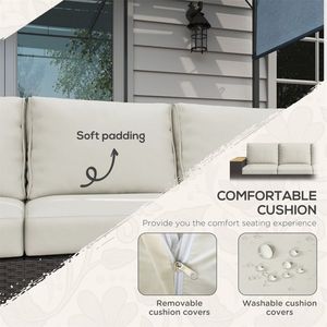 Set Divano da Esterno a Tre Posti in Rattan PE Impermeabile con Telaio in Alluminio Lavabile per Giardino, Patio o Appartamento - Product Image 3