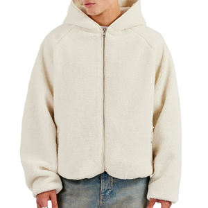 Sweat-shirt à capuche en molleton crème surdimensionné pour homme, coupe classique, vêtements décontractés pour l'hiver - Product Image 1