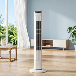 Ventilateur sur pied standard américain de 36 pouces, 110 V, 45 W, corps en plastique blanc, moteur en cuivre, commande tactile et télécommande - Product Image 4