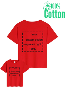 Kids Red Custom Printed 100% Cotton T-Shirt Short Sleeve O-Neck Jersey Casual Wear for Kids Adults Eco-Friendly Anti-Pilling - Product Image 2