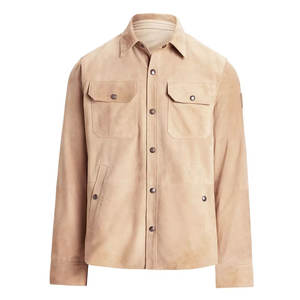 Camisa Premium Vintage de Piel de Cordero Genuina para Hombre, Material de Gamuza Premium, Cuello Casual, Tallas Grandes - Product Image 1