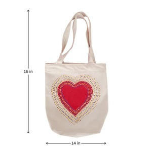 Sac fourre-tout en coton peint à la main avec motif cœur, qualité supérieure, fait main, sac à bandoulière artistique, disponible à la vente en gros - Product Image 2