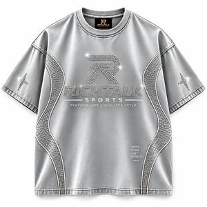 เสื้อยืดแขนสั้นทรงปกติสำหรับผู้ชาย พิมพ์ลายกลิตเตอร์เพชรด้านหน้า คอกลม สไตล์สปอร์ต ผ้าเจอร์ซีย์ระบายอากาศได้ดี - Product Image 2