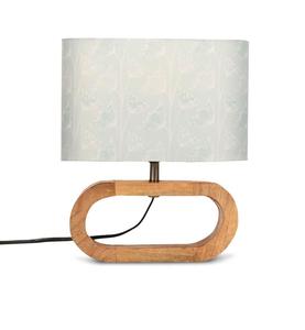 Modern Wooden Table Lamp with White Fabric Drum Shade Warm White LED Light for Bedroom <b>Decorative</b> <b>Lighting</b> - Product Image 3