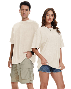 เสื้อยืดโอเวอร์ไซส์ทรงหลวม คอวี แขนสั้น ผ้า 280 แกรม ซักย้อมสีแบบแอซิดวอช สีพื้น สไตล์วินเทจ สำหรับผู้ชายและผู้หญิง - Product Image 4