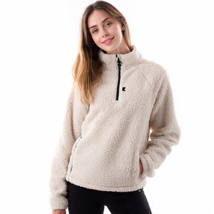 เสื้อแจ็คเก็ตเชอร์ปาแบบซิปครึ่งตัวทรงหลวมสำหรับผู้หญิง เสื้อแจ็คเก็ตขนแกะโพลาร์แขนยาวสำหรับฤดูหนาว เสื้อโค้ทขนแกะสไตล์สตรีทแวร์สำหรับผู้หญิง - Product Image 2