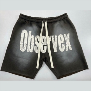 กางเกงขาสั้นผู้ชายสีน้ำตาลยี่ห้อ Observex Sports ผ้าถักเนื้อฝ้าย มีเชือกผูกเอว ทรงกลางลำตัว สวมใส่สบาย ระบายอากาศได้ดี เป็นมิตรกับสิ่งแวดล้อม สไตล์ไฮสตรีท สีพื้น - Product Image 3