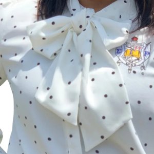 Camisa de lunares Sigma Gamma Rho para mujer, blusa blanca, hermandad griega, manga larga, con botones, estilo informal elegante - Product Image 5