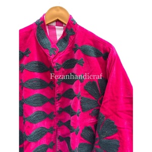 Unisex Uzbek Flower Embroidery <b>Velvet</b> <b>Jacket</b> Winter Coat with Inside Cotton Lining Knitted Outfits for <b>Women's</b> Autumn Wear - Product Image 1