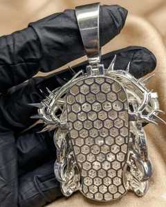 Pendentif Visage de Christ en Argent 925 avec Micro-Incrustation de Moissanite, Breloque Religieuse, Bijou Unisexe, Pendentifs Thématiques - Product Image 3
