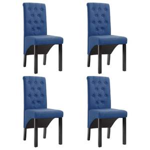 Set di 4 sedie da pranzo in tessuto blu con gambe in legno di gomma, misura media - Product Image 1