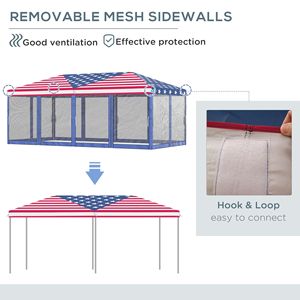 10FT X 20FT Pop up <b>Canopy</b> <b>Tent</b> Gazebo with American Flag Print and 6 Mesh Sidewalls for Outdoor Events - Product Image 6