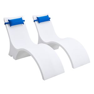 Set di 2 Lettini Galleggianti per Piscina con Poggiatesta, Materasso ad Acqua Appesantito per Profondità di 15 Pollici - Product Image 1