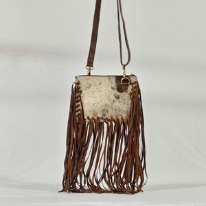 Bohemian Genuine Leather Crossbody <b>Bag</b> With Cowhide Patch And <b>Long</b> Fringes For Daily Use - Product Image 1