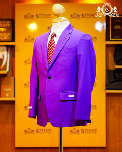 Costume d'affaires classique plissé sur le devant 100 % laine pour homme, fermeture simple boutonnage, grande taille, respirant, anti-plis, coupe-vent - Product Image 3