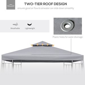 Telo di Ricambio a 2 Strati Grigio Chiaro per Gazebo da Esterno, Copertura Anti-UV 3x3 Metri per Padiglione, Giardino, Ombrellone da Patio - Product Image 4
