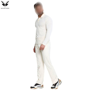 Uniforme de cricket durable, léger, respirant et à séchage rapide pour adultes, couleur blanc pur, 100% polyester, vêtements de sport, logo personnalisé - Product Image 3