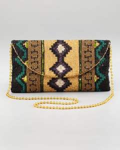 Multi Color Beaded Clutch Pouch Aztec Sequin Evening Purse Tribal Design <b>Crossbody</b> Handbag Women Party Chain Strap <b>Canvas</b> Wallet - Product Image 6