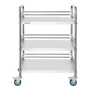 3-Tier Stainless Steel Heavy Duty Mobile Service <b>Storage</b> Cart Lockable <b>Wheels</b> Medical Serving <b>Trolley</b> for Hospital Cart Cart - Product Image 1