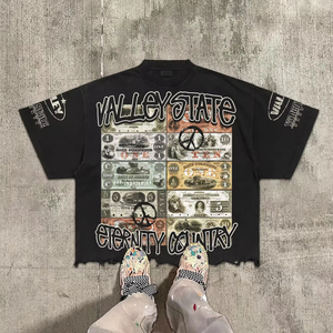 Nueva Camiseta Urbana de Algodón Negra, Corte Recto, 260 g/m², con Logotipo Personalizado, Impresión Digital de Alta Calidad - Product Image 3
