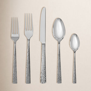 Ensemble de couverts en acier inoxydable à manche large mat, 5 pièces - Ensemble de couverts argentés, cuillère, fourchette, couteau, ensemble de vaisselle - Product Image 5