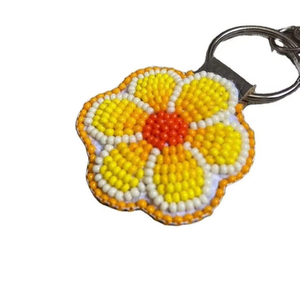 Handmade Embroidered Floral Beadwork Keychain Eco-Friendly Stainless Steel Fruit Rectangle Lightweight Custom Charm Coin Holder - Product Image 3