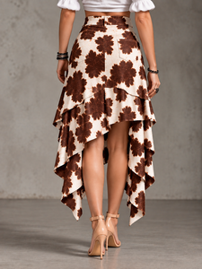 Jupe asymétrique superposée à imprimé vache pour femme, taille haute, avec ceinture à nouer réglable, style western - Product Image 4