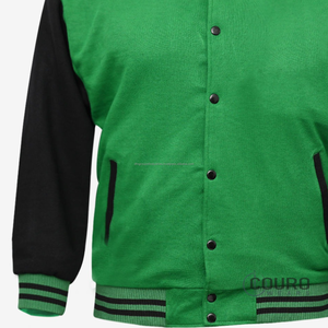 Venta al por mayor de chaqueta verde personalizada Varsity Unisex chaquetas Letterman de algodón de gran tamaño - Product Image 6