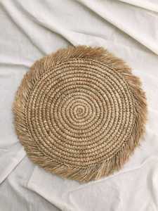 Round <b>Bamboo</b> <b>Table</b> Mat 13.7 Inch Diameter Bohemian Style Non Slip Placemat Natural Weave Design - Product Image 2
