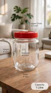 Frasco de Vidrio Hexagonal Transparente de 1 L con Tapa de Rosca Recta para Almacenamiento de Miel, Refrescos y Alimentos - Product Image 1