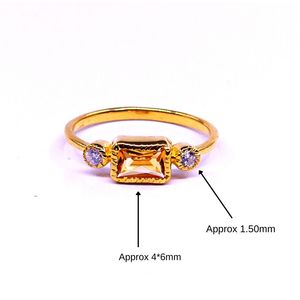 Bague Classique pour Femme en Argent Sterling 925 Plaqué Or avec Pierre Précieuse Citrine, Marque Gemvanity, Sertie à Griffes, Style Hindou, pour Mariage - Product Image 2