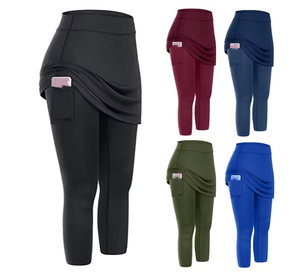 Custom Women Activewear High Waist Skort <b>Leggings</b> with Side Pocket Athletic Running Fitness Gym Workout <b>Skirted</b> <b>Leggings</b> - Product Image 3