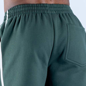 Pantalones Cortos Deportivos Personalizados de Alta Calidad para Hombre, con Franjas Laterales, Cintura Elástica, para Entrenamiento de Verano, en Tela de Felpa Esmeralda - Product Image 5