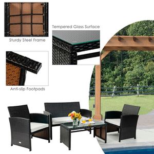 ชุดเฟอร์นิเจอร์หวายสำหรับลานบ้านแบบมีเบาะ 4 ชิ้น - Product Image 4