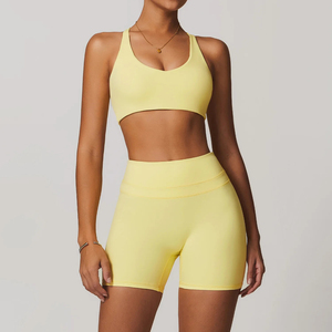 Activewear Set For Women Seamless Sports <b>Bra</b> And Biker Shorts Two Piece Gym Workout Outfit High Waist Yoga Clothes - Product Image 1