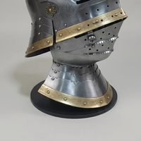 Casque Sallet Médiéval Allemand Poli à la Main avec Visière en Soufflet, Armure de Chevalier en Fer, Antique, pour Reconstitutions Historiques et Objets de Collection