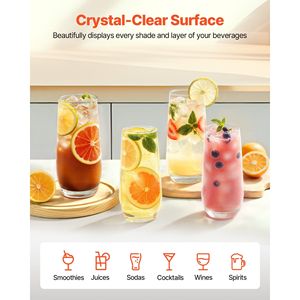 Elegante Set di bicchieri in cristallo da 16 pezzi 8 pz 18.26Oz Highball 8 pz 11.5Oz bicchieri da Cocktail Wine da cucina - Product Image 4